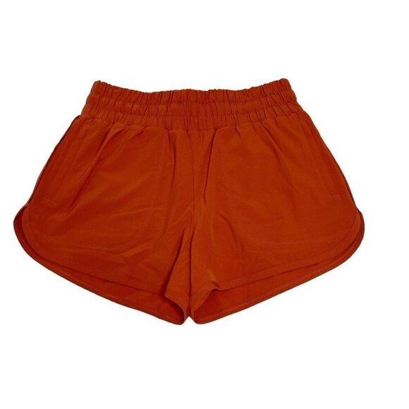 Thrive Societe High Rise Athletic Shorts Size M Burnt Orange Zip Pockets Running - Picture 1 of 16